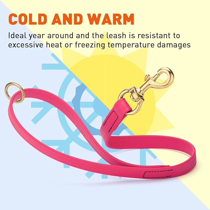 Viper Biothane K9 Working Dog Leash Waterproof Lead for Tracking Training Schutzhund Odor-Proof Long Line with Solid Brass Snap for Puppy Medium and Large Dogs 20in, Passionfruit Pink
