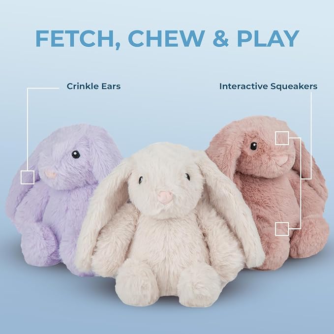Best Pet Supplies Squeaky Dog Toys with Soft Durable Fabric for Small, Medium and Large Pets Interactive Toy for Indoor Play, Supports Active Biting and Play - Bunny (Purple), Small