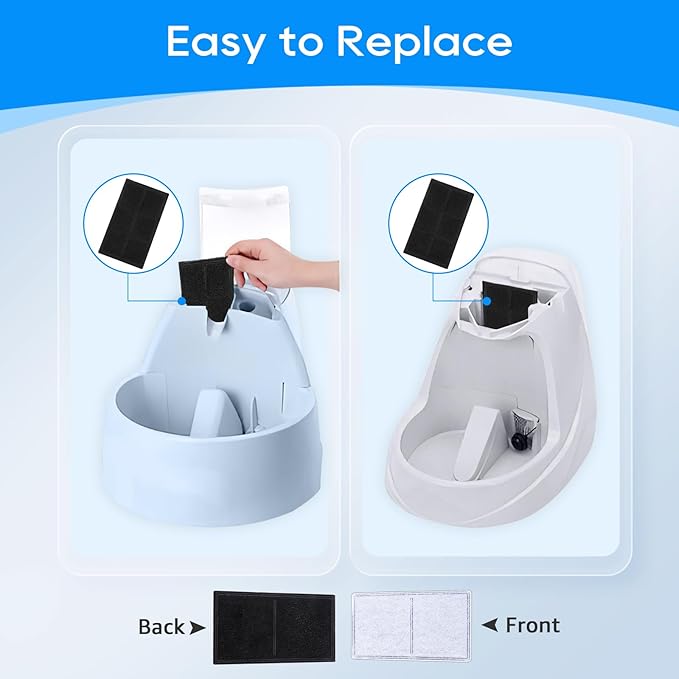 Cat Water Fountain Filter Replacement, 2-Chamber Pet Fountain Filters for Drinkwell Pet Fountain, Charcoal Dog & Cat Water Filter, 8PCS Replacement Carbon Filters for Petsafe Water Fountain