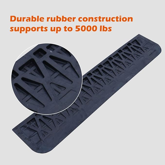 Rubber Wheelchair Threshold Ramp, 1"/1.5"/2"/2.5"/3"/3.5"/4" Rise Options, Wheelchair Ramp 7000Lbs Load Capacity, Non-Slip Textured Surface for Wheelchairs, Scooters (1.5" Rise-1Pack)