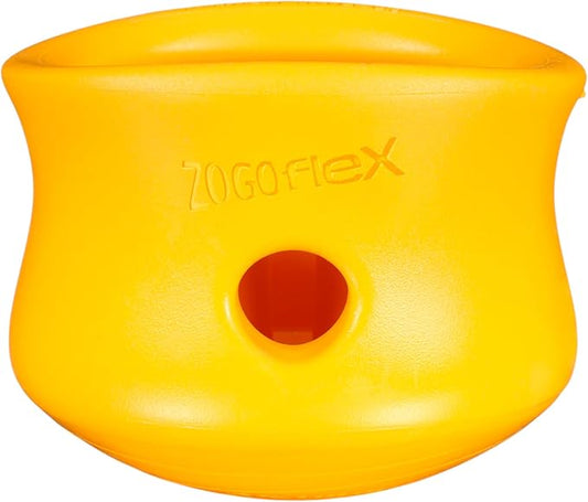 WEST PAW Zogoflex Toppl Interactive Treat Dispensing Puzzle Dog Toy for Mental Stimulation & Enrichment-Holds Kibble & Treats-Lickable, Freezable & Dishwasher Safe-Made in USA-Small-Sunflower Yellow