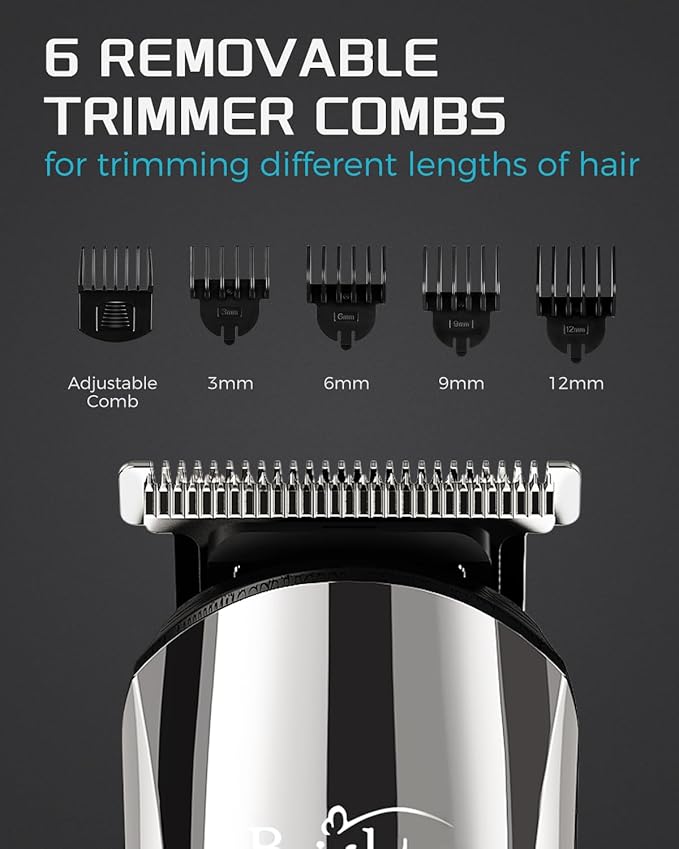 Brightup Beard Trimmer for Men - Electric Razor & Shaver, Cordless Hair Clippers Trimmers Set, IPX7 Waterproof Mens Grooming Kit for Shaving Face, Mustache, Body, Ear, Nose Hair Trimmer, Gifts for Men