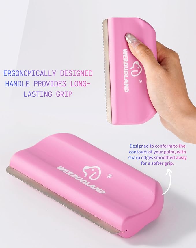 Gentle Deshedding Brush for Short, Medium & Long Hair Dog——Wooden Handle, Ergonomic Pet Deshedding Grooming Tool (pink)
