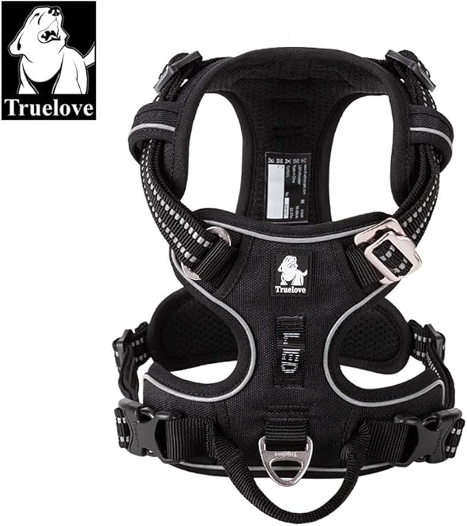 TRUE LOVE Dog Harness No Pull Nylon Reflective Pet Harness Adjustable Comfortable Control Step-in Brilliant Colors Truelove TLH56512 XS Black