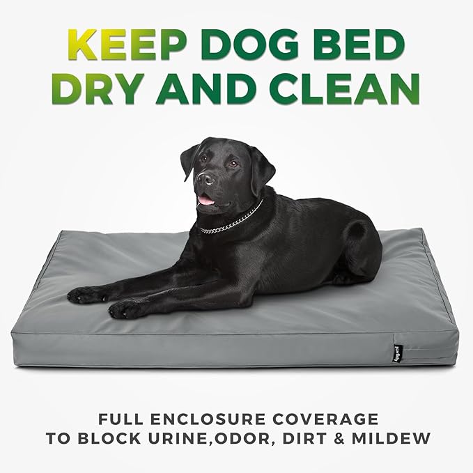 Waterproof Dog Bed Cover Replacement Washable, Easy to Clean, Pet Hair Resistant, Heavy Duty Oxford, Zipper Closure, Indoor/Outdoor Use, Fits 42 Inch Dog Crate - Extra Large XL - 41"x 27"x 4" - Grey