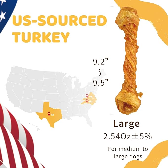 iPaw Turkey Tendon for Dogs, Ingredient Sourced from USA, Hypoallergenic, All Natural Human Grade Puppy Chew, Dog Treats for Signature Series, Rawhide Alternative, 1 Units/Pack Bone (Large)