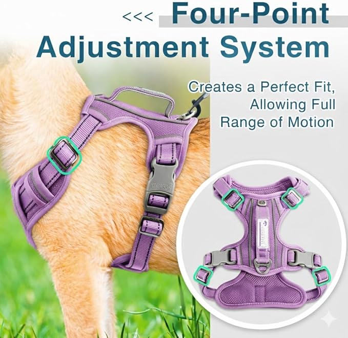 BARKBAY Dog Harness No Pull Oxford with ID Tag Pocket - Heavy Duty, Reflective, Easy Control for Large Dogs(Violet Purple Oxford,XS)