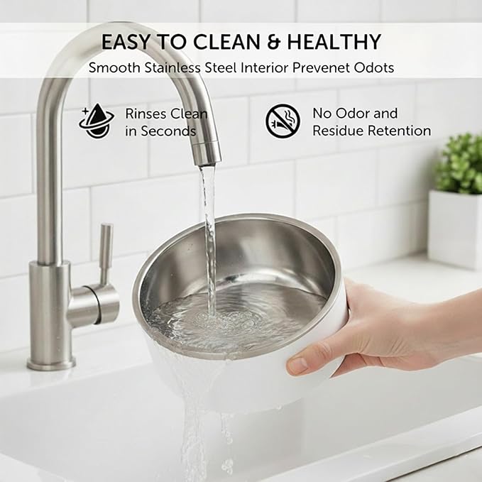 Dog Bowls, Stainless Steel Dog Food and Water Bowl for Small to Large Breed, Anti-Slip, Dishwasher Safer, Rust-Resistant, Easy to Clean, Weighted Durable Metal Bowl (White, 40 oz)
