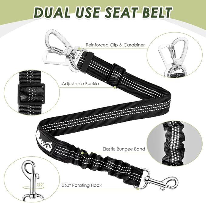 Lukovee Dog Seat Belt for Car, Adjustable Dog Car Harness for Large Medium Small Dogs, Soft Padded & Breathable Mesh Dog Seatbelt with Car Strap and Carabiner (Camouflage,S)