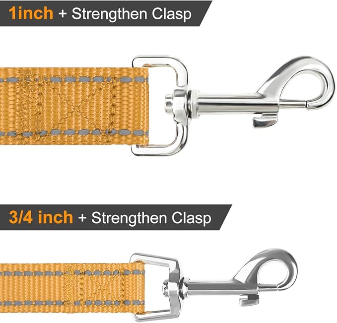 Joytale Dog Leash Heavy Duty for Large Medium Dogs, 5 FT Reflective Nylon Pet Walking Lead with Soft Padded Handle, Durable & Tangle Free for Training, Running & Safety Control, Khaki