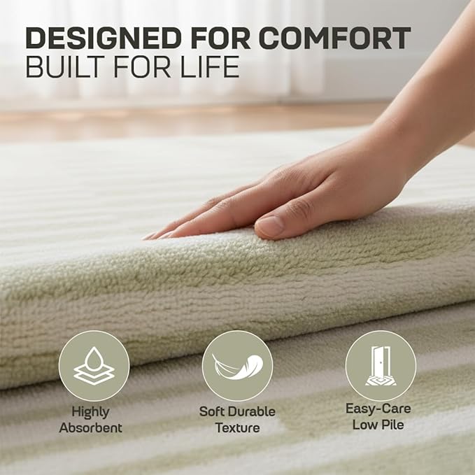 Muddy Mat짰 Creamline 3ft x 7ft Washable Area Rugs for Living Room, Bedroom & Dining Room ??Modern Soft Low Pile Non Slip Carpet ??Pet Friendly Waterproof Foldable Rugs for Home