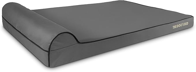 The Dog’s Bed Orthopedic Memory Foam Dog Bed with Headrest, Oxford Fabric, Grey with Black Trim, XXL, 4-Inch