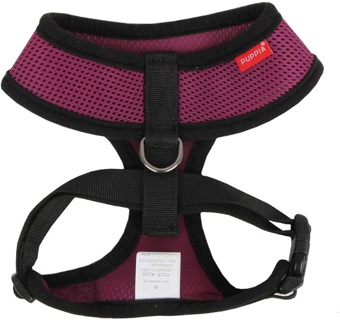 Puppia Soft Dog Harness No Choke Over-The-Head Triple Layered Breathable Mesh Adjustable Chest Belt and Quick-Release Buckle, Purple, X-Small
