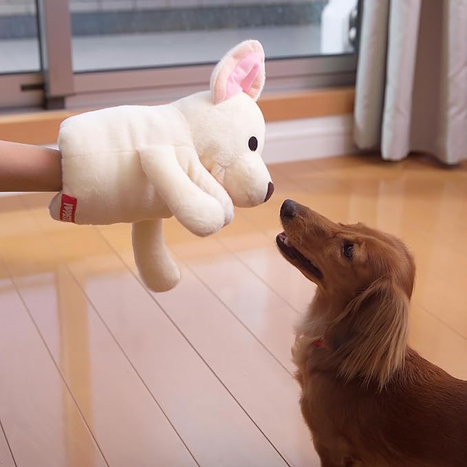POP Sand Animal Mitten, Plush Dog Chew Toy, Love Dog Corgi, with Whistle, BONBI ALCON