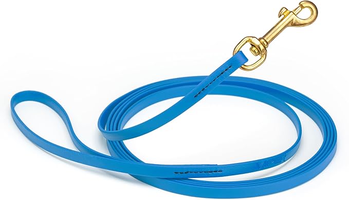 Viper Biothane K9 Working Dog Leash Waterproof Lead for Tracking Training Schutzhund Odor-Proof Long Line with Solid Brass Snap for Puppy Medium and Large Dogs, 33ft Cerulean Blue