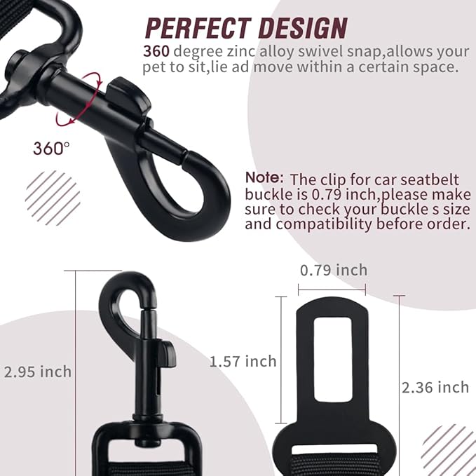 COOYOO Dog Seat Belt,3 Piece Set Retractable Dog Car Adjustable Seatbelts for Vehicle Nylon Pet Safety Heavy Duty & Elastic & Durable Car Harness for Dogs