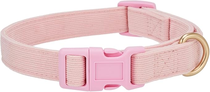 Soft Corduroy Fibric Dog Collar, Quick Side Release Buckle, for Medium Dogs(Light Pink,Medium:12-19")