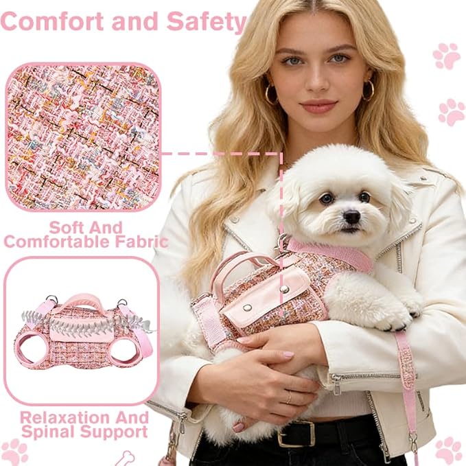 Dog Lift Harness Backpack for Small Dogs, Adjustable Straps Dog Sling Carrier for Hiking, Travel, Outdoor ??Purple Medium