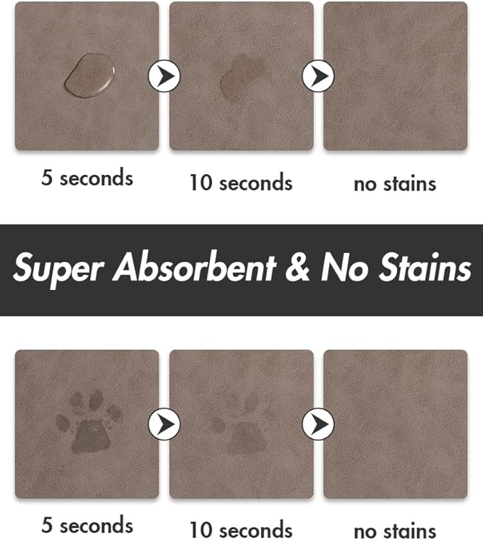 Absorbent Dog Water Mat for Food and Bowl - Quick Dry Pet Feeding Mat, No Stains, Accessories for Messy Drinkers