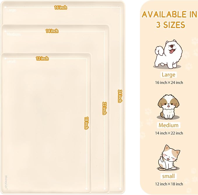 MateeyLife Silicone Cat & Dog Food Mat for Floors Waterproof, Anti-Slip Dog Bowl Mats for Food and Water, Pet Feeding Mats with Lip to Prevent Spills, Pet Placemat for Messy Drinkers to Protect Floors