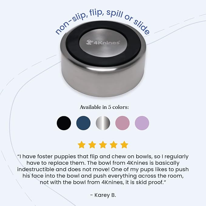 4Knines Stainless Steel Dog Bowl – Heavy Duty Non-Slip Large Pet Food and Water Bowl for Dogs and Puppies, Double-Walled, Spill Resistant, Rust Proof, Easy Clean, 64oz Capacity - Pink