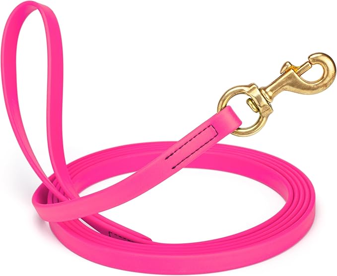Viper Biothane K9 Working Dog Leash Waterproof Lead for Tracking Training Schutzhund Odor-Proof Long Line with Solid Brass Snap for Puppy Medium and Large Dogs, 15ft Passionfruit Pink