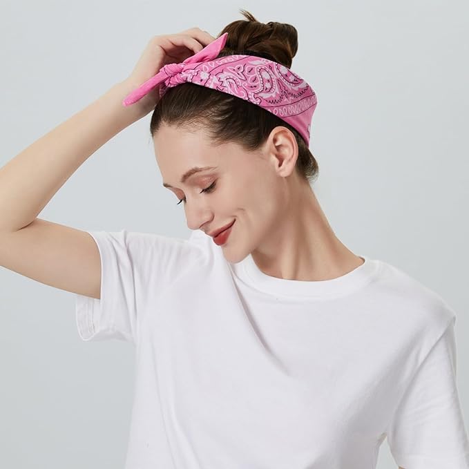 combocube 12 Pack(one Dozen) Multi-Purpose Cotton Paisley Cowboy Bandanas Headband for Men and Women