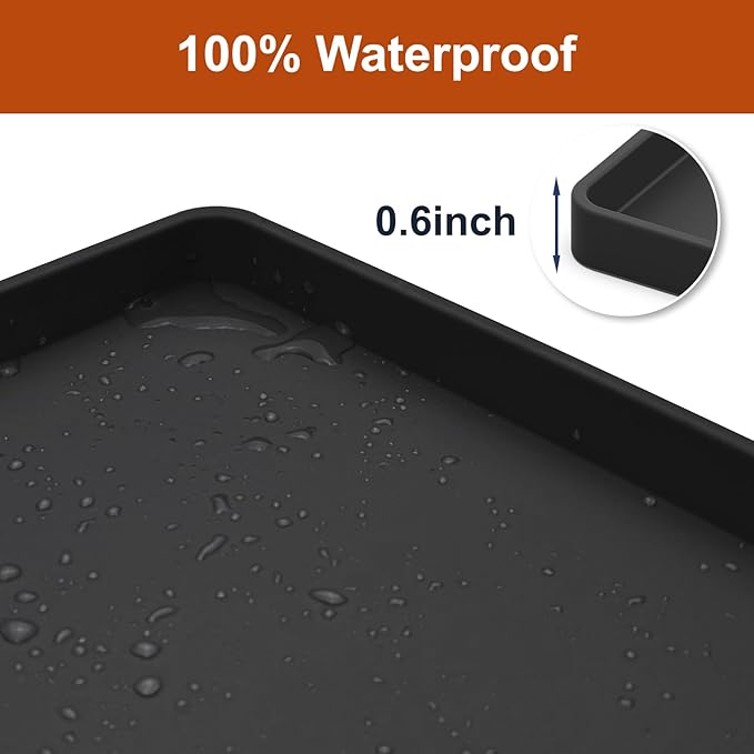 34" x 22" Extra Thick Waterproof Silicone Mat with Raised Edge, Under Sink Mat for Kitchen & Bathroom, Kitchen Cabinet Liner, Multi-Purpose for Storage & Protection, Black