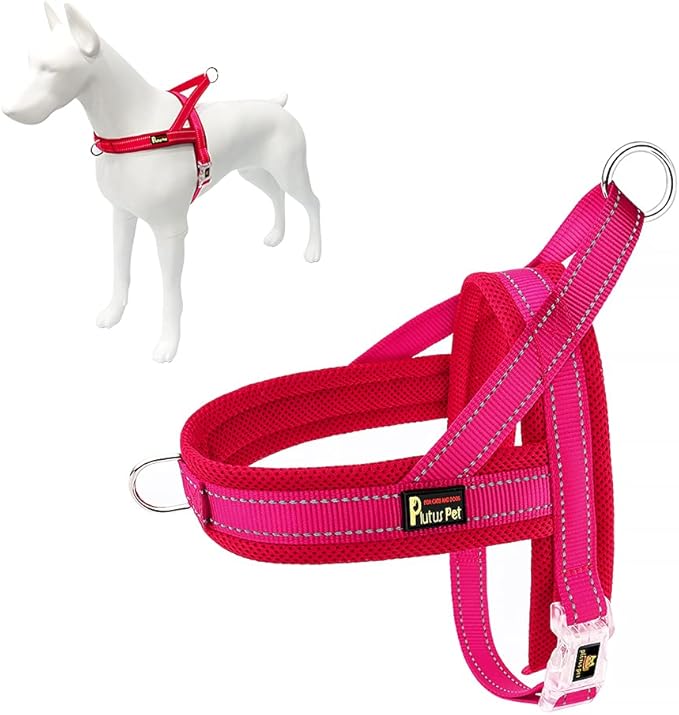 Plutus Pet No Pull Dog Harness with Breathable Mesh Padded, Adjustable Reflective Escape Proof Dog Harness, Quick Fit Dog Vest Harness for Small Medium Large Dogs(XXS, Pink)