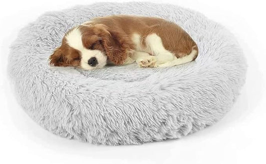 DogBaby Dog Bed, Anti-Anxiety Donut Cuddler Warming Cozy Soft Round Bed, Fluffy Calming Dog Beds for Small Dogs Cats, Washable Pet Bed