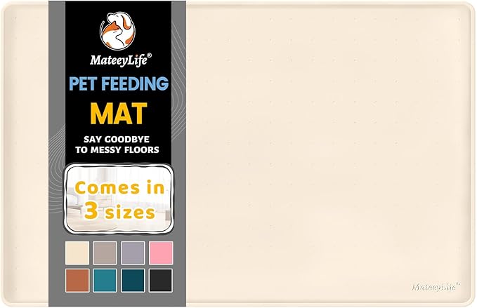 MateeyLife Silicone Cat & Dog Food Mat for Floors Waterproof, Anti-Slip Dog Bowl Mats for Food and Water, Pet Feeding Mats with Lip to Prevent Spills, Pet Placemat for Messy Drinkers to Protect Floors