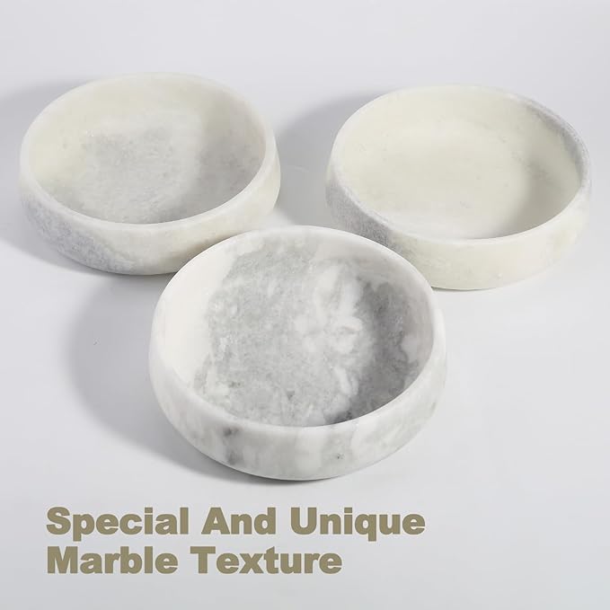 White Dog Bowl, Marble Dog Food Bowl, Non-Slip Water Dish Large, Heavy Duty Pet Bowl for Large Dogs, African Natural Marble, Holds 6 Cups(6lbs)