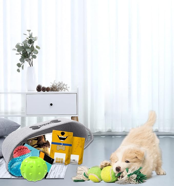 Morezi Dog toy baskets pet toy basket storage in small shallow stuff bin - Perfect for collect puppy toys, cat toy, grooming stuff, diapers, bed, for Bathroom, Playroom, Closet, Home - Grey