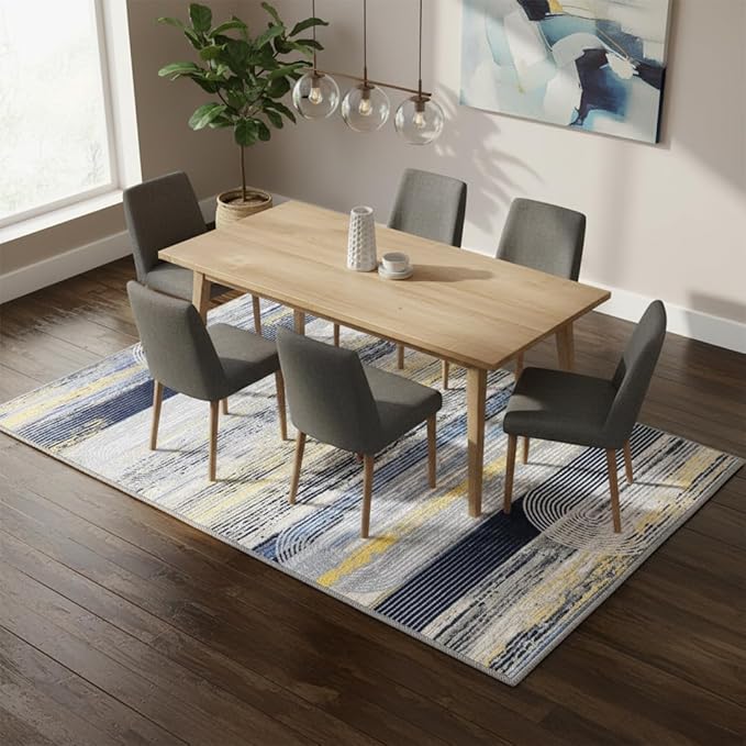Muddy Mat짰 Horizon 3ft x 5ft Washable Area Rugs for Living Room, Bedroom & Dining Room ??Modern Soft Low Pile Non Slip Carpet ??Pet Friendly Waterproof Foldable Rugs for Home