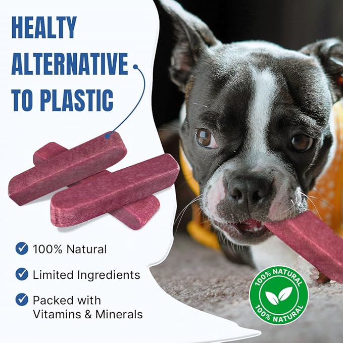 Tibetan Dog Chew Yak Cheese Sticks (3 Large Chews) Blueberry Flavored - Handmade Treats for Large Dogs, Long-Lasting, Easy to Digest, Grain-Free, Gluten-Free, for Aggressive Chewers