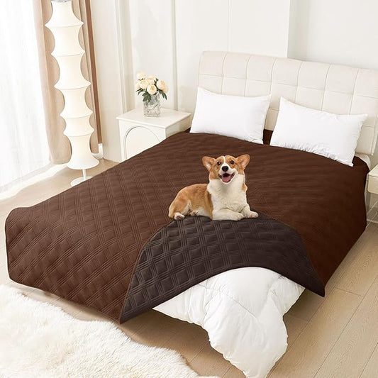 hyha Waterproof Dog Blanket, Reversible Pet Bed Blanket, Soft Sofa Couch Cover for Dogs Washable, Waterproof Pet Couch Covers for Sofa Puppy Cats Furniture Protector(82"x120", Brown/Chocolate)