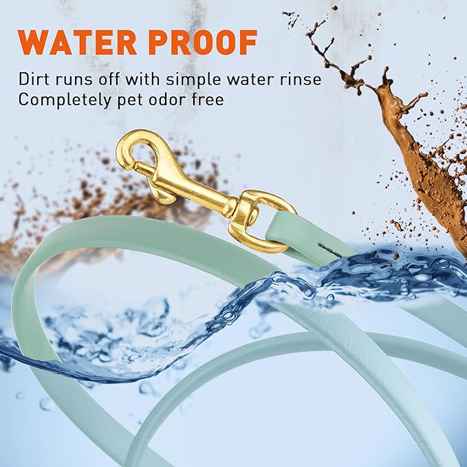 Viper Biothane K9 Working Dog Leash Waterproof Lead for Tracking Training Schutzhund Odor-Proof Long Line with Solid Brass Snap for Puppy Medium and Large Dogs, 10ft Sage Green