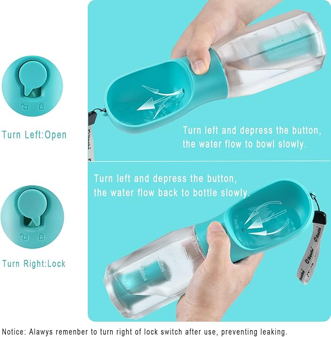 Dog Water Bottle with Food Container & Poop Bag Holder, Travel Water Bowl, Portable Pet Dispenser, Dog Gifts Stuff Accessories Items, Puppy Essentials for Yorkie Chihuahua Walking Hiking