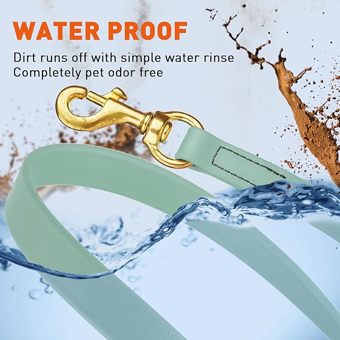 Viper Biothane K9 Working Dog Leash Waterproof Lead for Tracking Training Schutzhund Odor-Proof Long Line with Solid Brass Snap for Puppy Medium and Large Dogs, 33ft Sage Green