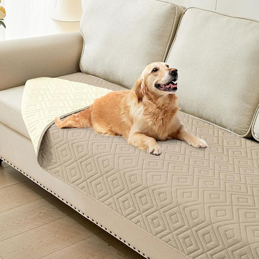 hyha Waterproof Dog Blanket, Soft Pet Bed Blankets, Waterproof Sofa Couch Cover for Dogs Washable, Reversible Pet Couch Covers for Sofa Furniture (30x90 Inch, Taupe/Beige)