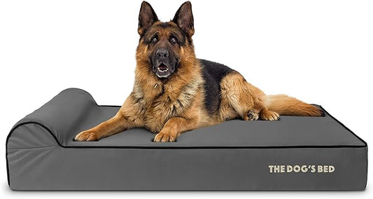 The Dog’s Bed Orthopedic Memory Foam Dog Bed with Headrest, Oxford Fabric, Grey with Black Trim, XL, 6-Inch