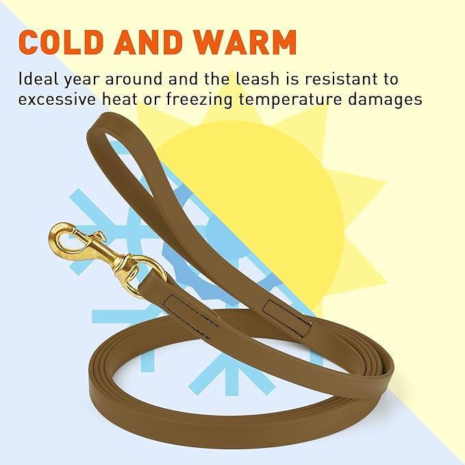 Viper Biothane K9 Working Dog Leash Waterproof Lead for Tracking Training Schutzhund Odor-Proof Long Line with Solid Brass Snap for Puppy Medium and Large Dogs, 20ft Coyote Brown
