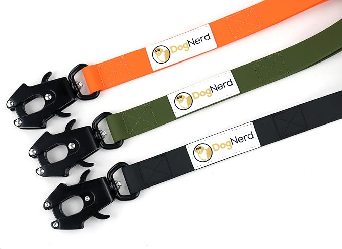 6ft Army Green Dual Handle Silicone Tactical Dog Leash for Medium, Large, Giant, K9 Breeds | Quick Release Swivel Clip Carabiner | Coated Nylon Heavy Duty | Strong Puller | Training Leashes
