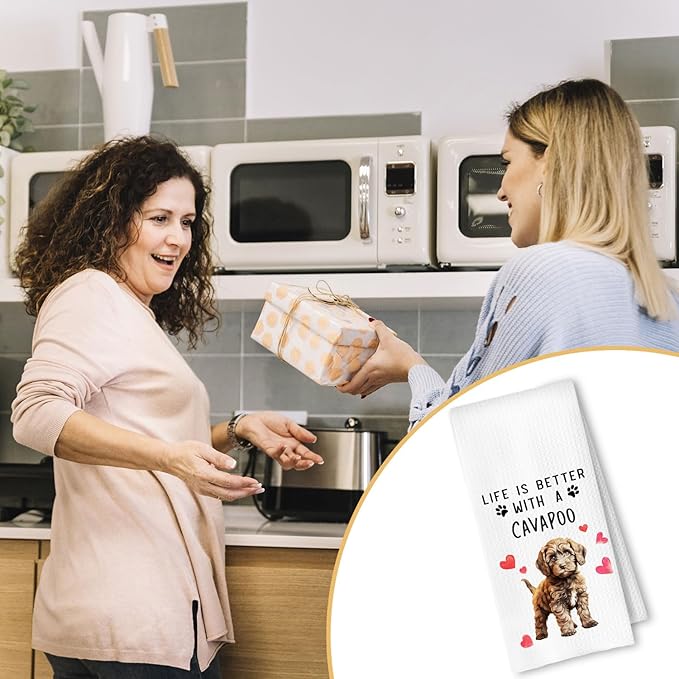 Cavapoo Dog Kitchen Towels, Cavapoo Gifts for Women Dish Tea Towels for Kitchen Decor, Dog Lovers Mom Gifts Decorative Hand Towel for Bathroom, 16x24 Inches