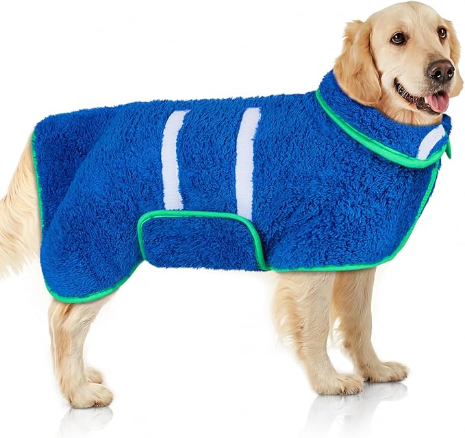 Dog Bathrobe Super Absorbent Dog Towels Large Quick Drying Robes for After Bath Soft Adjustable Warm Keeping Dogs Towel(S-XXL)