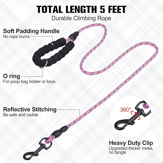 BEAUTYZOO Small Dog Harness and Leash Set, Step in No Choke No Pull Soft Mesh Dog Harnesses Reflective for Small Medium Puppy Dogs and Cats, Plaid Dog Vest Harness for S M Pets, Light Pink M