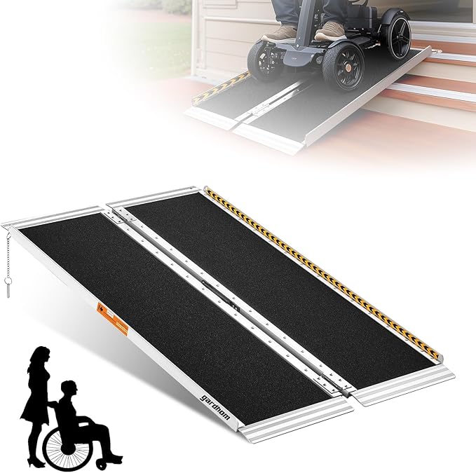 Wheelchair Ramp 4FT, gardhom 800 Lbs Aluminum Portable Folding Handicap Ramp Wheel Chair Ramp for Home Steps Threshold Doorways Stairs Curbs Scooter