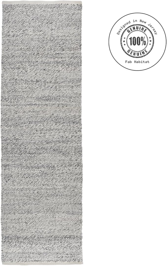 Fab Habitat Machine Washable Area Rug - Hand Woven, Stain Resistant, Pet Friendly - Premium Recycled Polyester Yarn - Solid - Kitchen, Hallway - Biltmore - Natural - 2.5 x 8 ft Runner