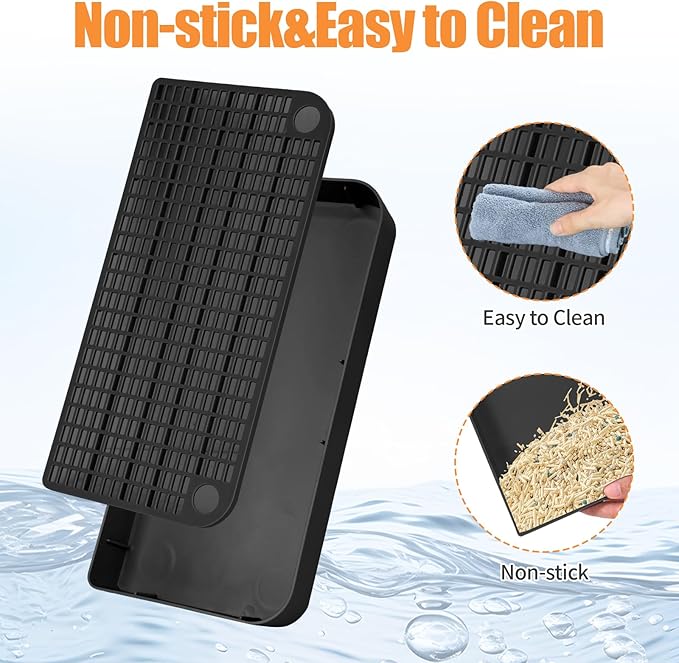 Black Litter Box Step Anti-Tracking & Easy to Clean,Portable Plastic Litter Box Ramp with Filter Function,Cat Steps for Small & Elderly Cats(12.6×6.3×1.57In)