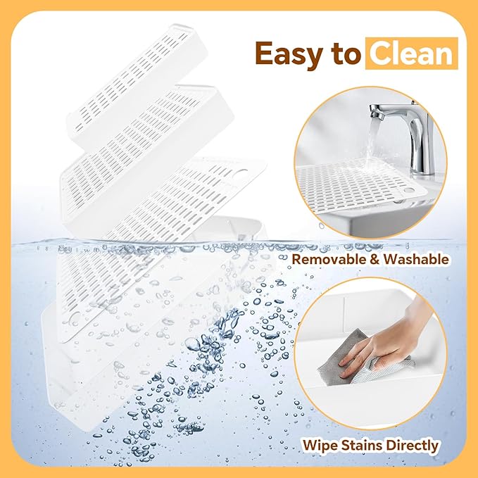 Adjustable 3 Steps Litter Box Ramp,Cat Litter Catcher, Cat Litter Box Step for Small & Elderly Cats,Easy to Clean,White
